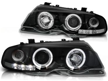 LED Angel Eyes Scheinwerfer für BMW E46 Coupe 99-03 schwarz Set